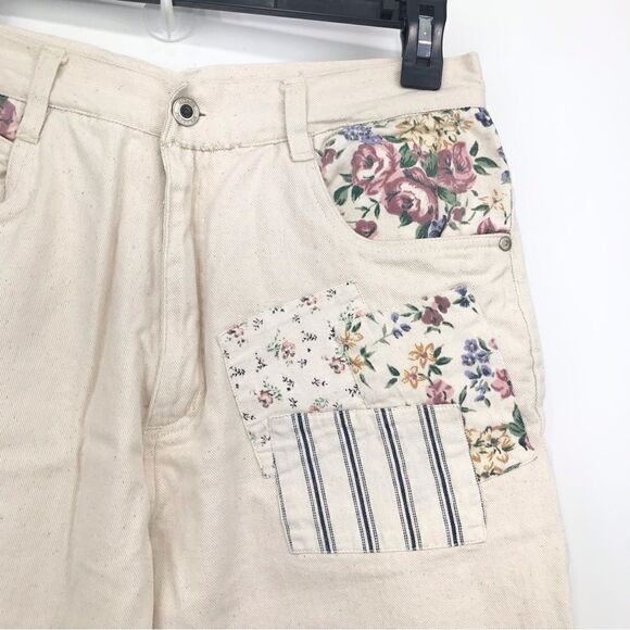 Gitano Vintage 80’s High Waisted Floral Pocket Cream denim Pants - Picture 4 of 13